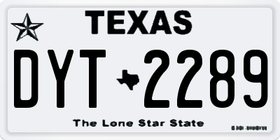 TX license plate DYT2289