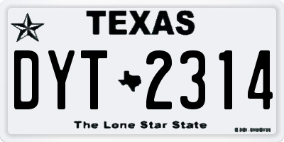 TX license plate DYT2314