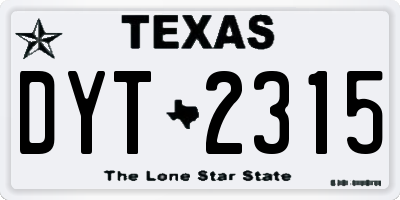 TX license plate DYT2315