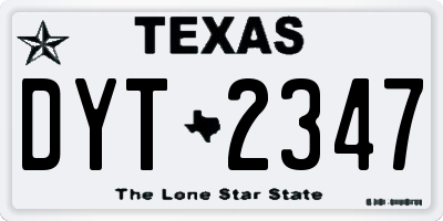 TX license plate DYT2347