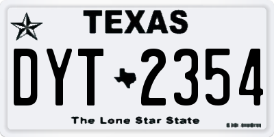 TX license plate DYT2354