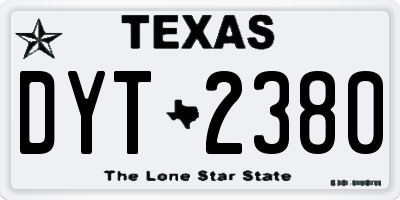 TX license plate DYT2380