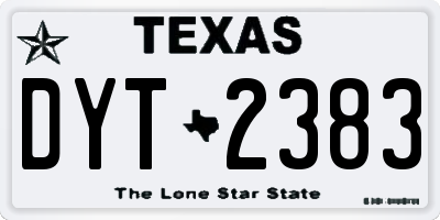 TX license plate DYT2383