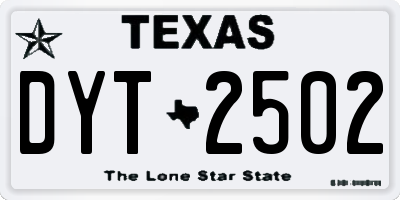TX license plate DYT2502