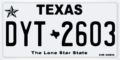 TX license plate DYT2603