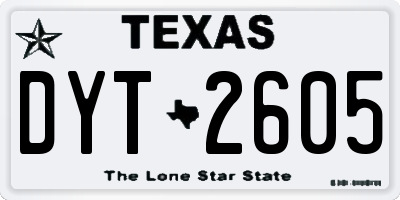 TX license plate DYT2605