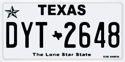 TX license plate DYT2648