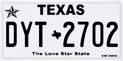 TX license plate DYT2702