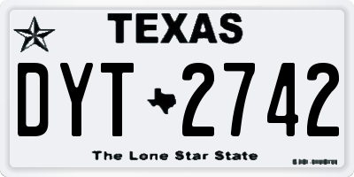 TX license plate DYT2742
