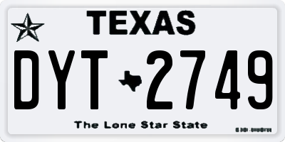 TX license plate DYT2749