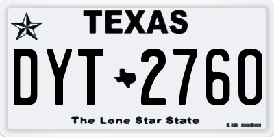 TX license plate DYT2760