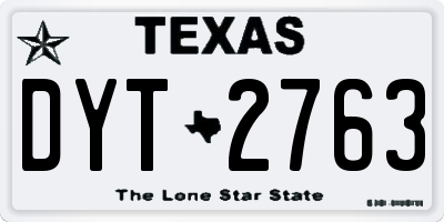 TX license plate DYT2763