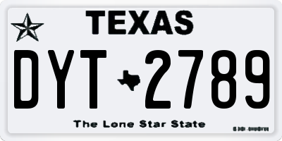 TX license plate DYT2789