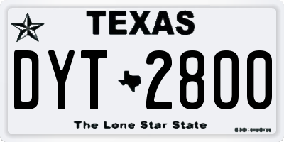 TX license plate DYT2800