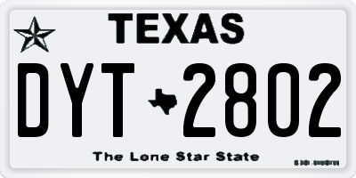 TX license plate DYT2802