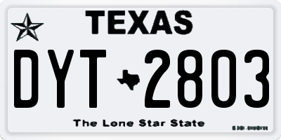 TX license plate DYT2803