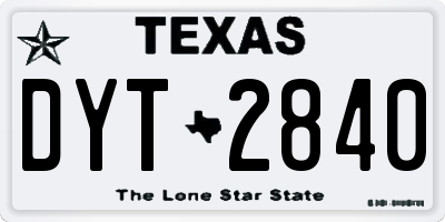 TX license plate DYT2840