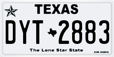 TX license plate DYT2883
