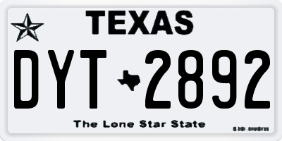 TX license plate DYT2892