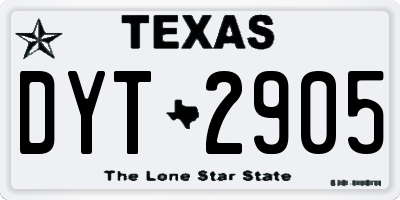 TX license plate DYT2905