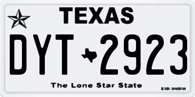 TX license plate DYT2923