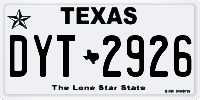 TX license plate DYT2926