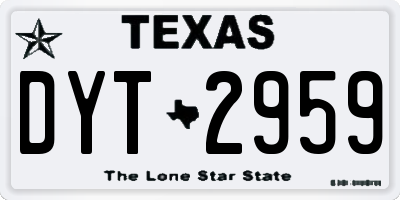 TX license plate DYT2959