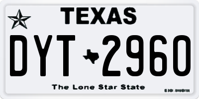 TX license plate DYT2960