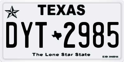 TX license plate DYT2985