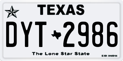 TX license plate DYT2986