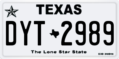 TX license plate DYT2989