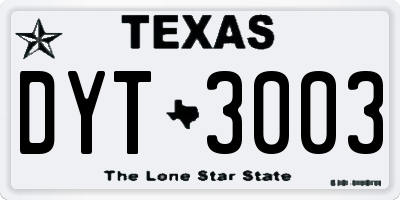 TX license plate DYT3003