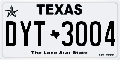 TX license plate DYT3004