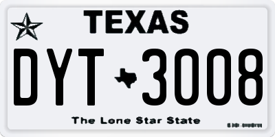 TX license plate DYT3008