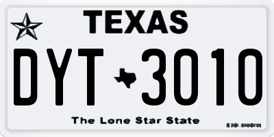 TX license plate DYT3010