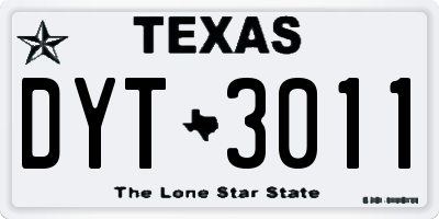 TX license plate DYT3011