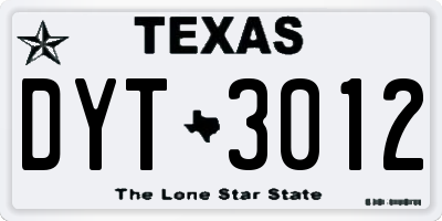 TX license plate DYT3012