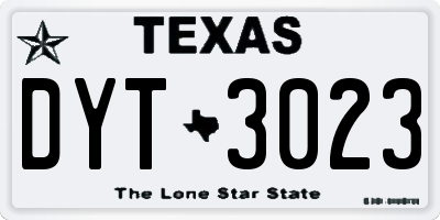 TX license plate DYT3023