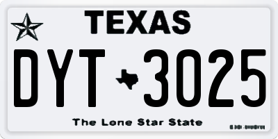 TX license plate DYT3025