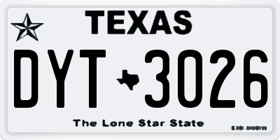 TX license plate DYT3026