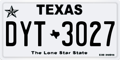 TX license plate DYT3027