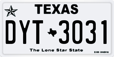 TX license plate DYT3031