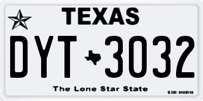 TX license plate DYT3032