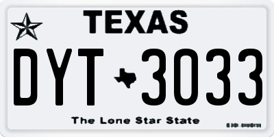 TX license plate DYT3033