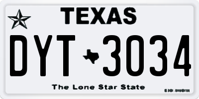 TX license plate DYT3034
