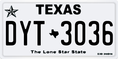 TX license plate DYT3036