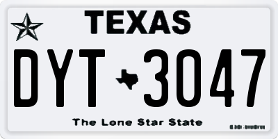TX license plate DYT3047