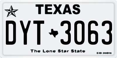 TX license plate DYT3063