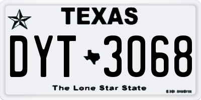TX license plate DYT3068