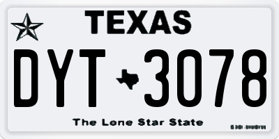 TX license plate DYT3078